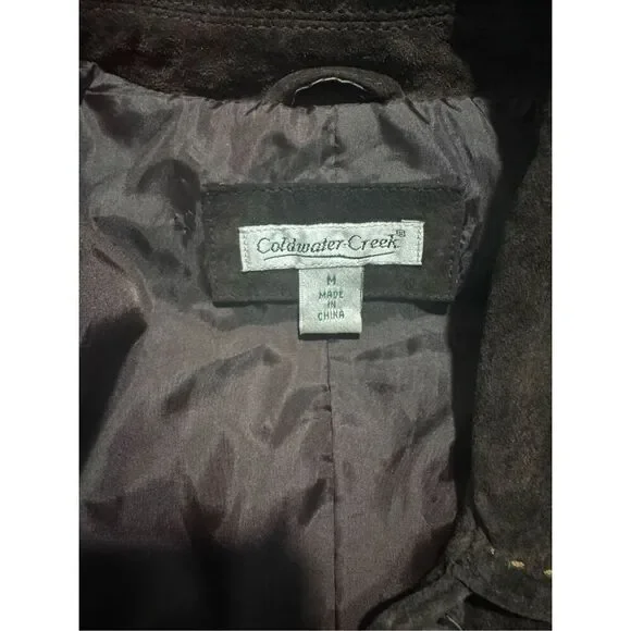 Coldwater Creek brown suede Leather stitching details sequin beaded embellishmen - Picture 3 of 10